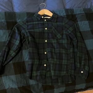 H&M Kids Green and Blue Plaid Button Down Shirt